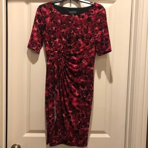 Connected Apparel Midi Dress w Front Gather Detail